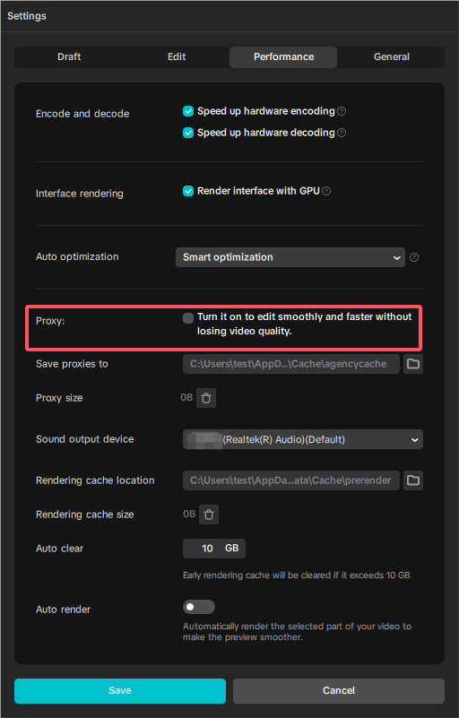 Vypnout proxy v CapCut