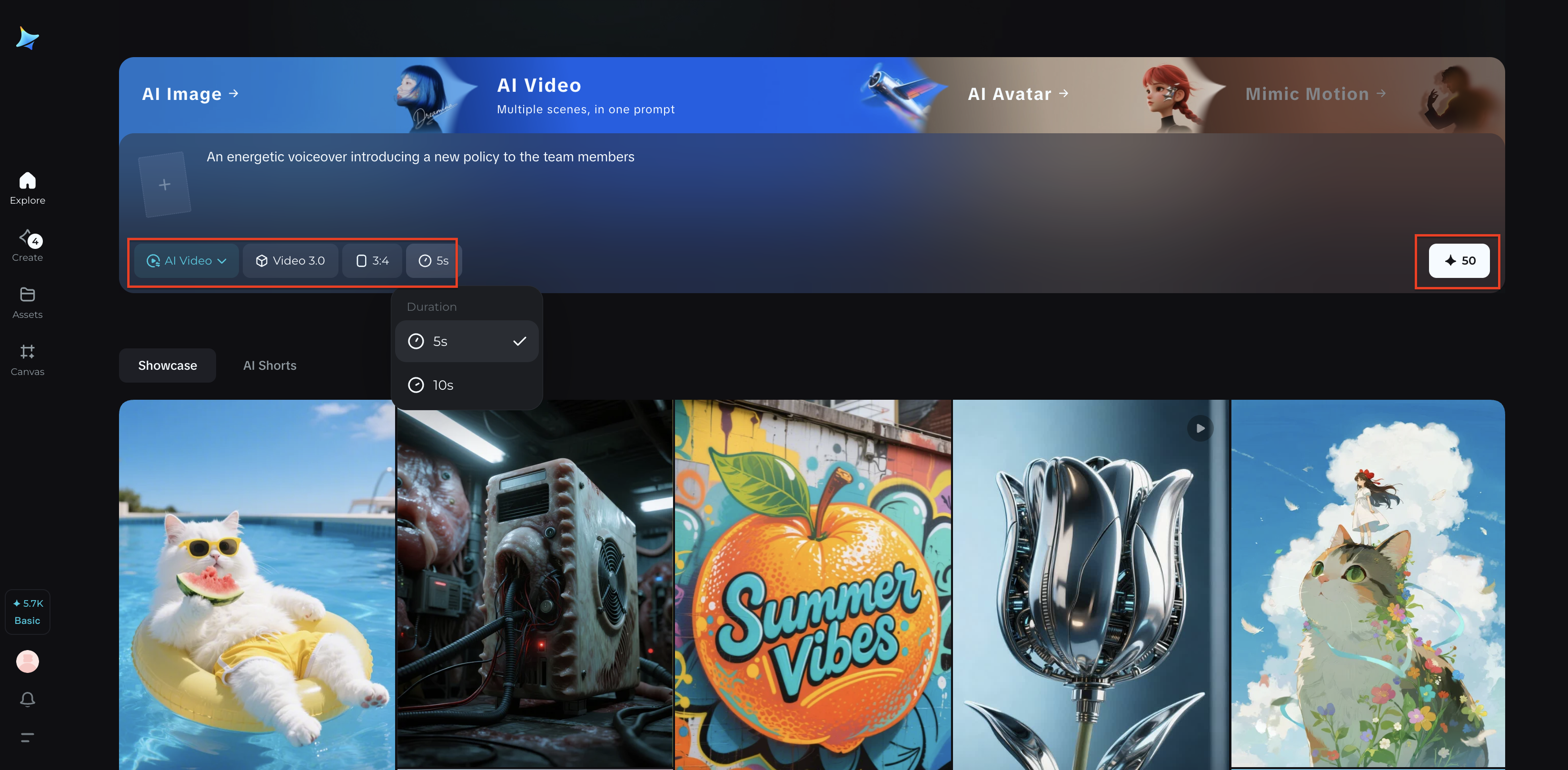Customize video setting and generate