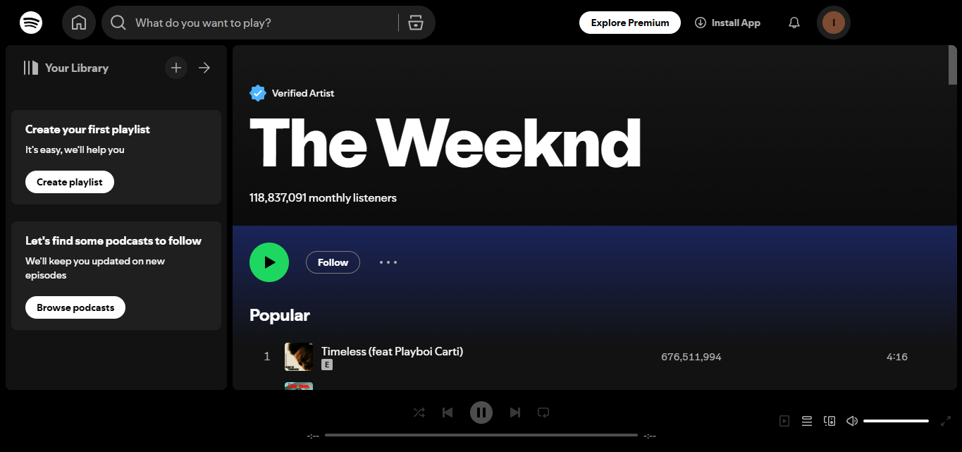 The Weeknd - Un artiste Spotify le plus suivi dans le R &amp; B
