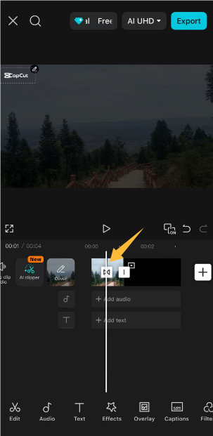 Add a video transition in the CapCut App