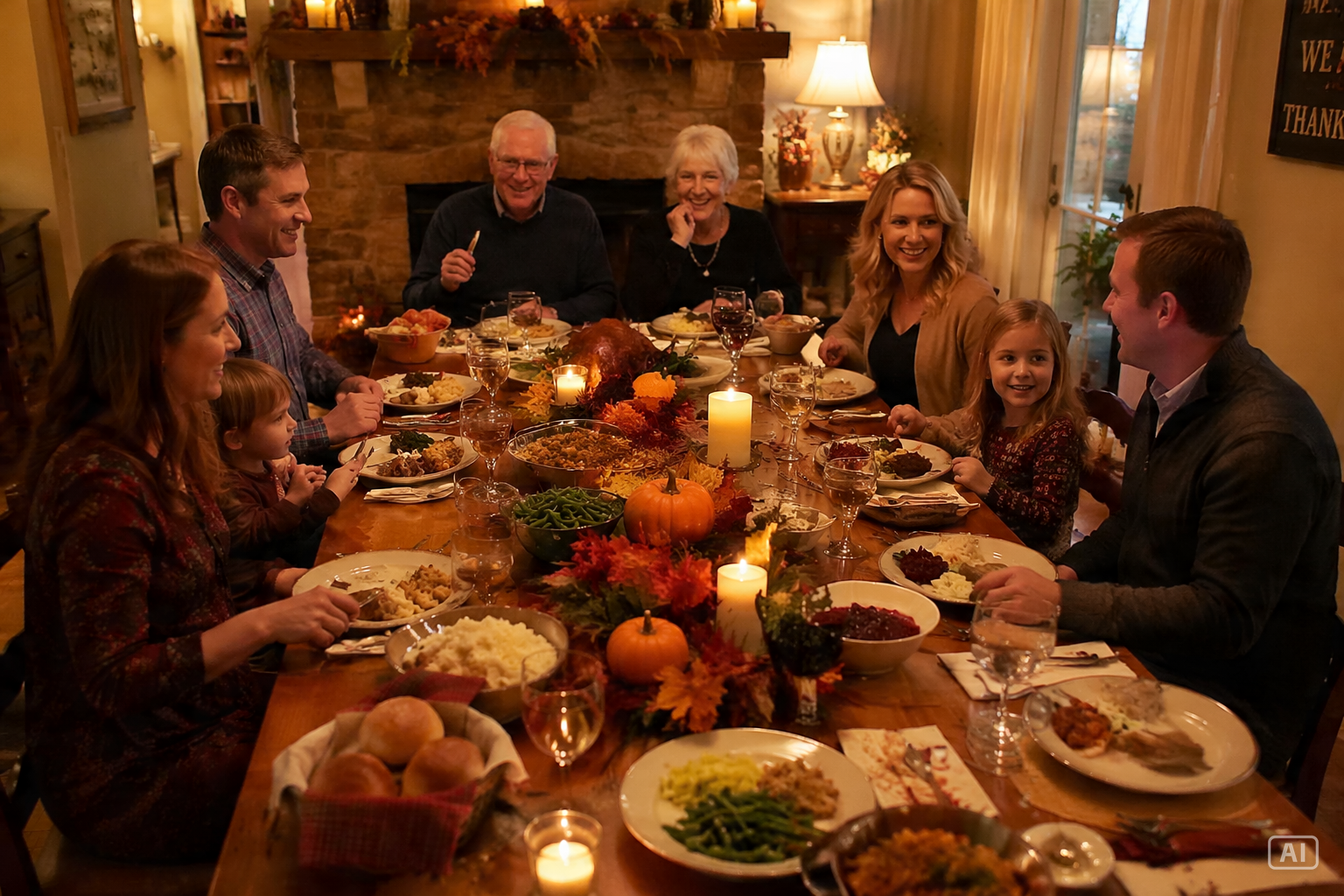 Family Thanksgiving table image generated by Pippit