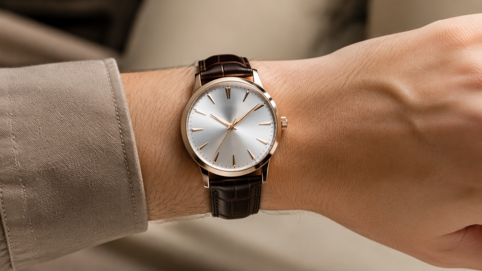 Dreamina virtual watch try on prompt example 2: Silver Bracelet Watch