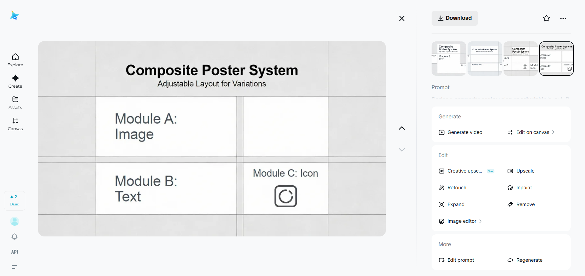 Composite poster using an adjustable layout