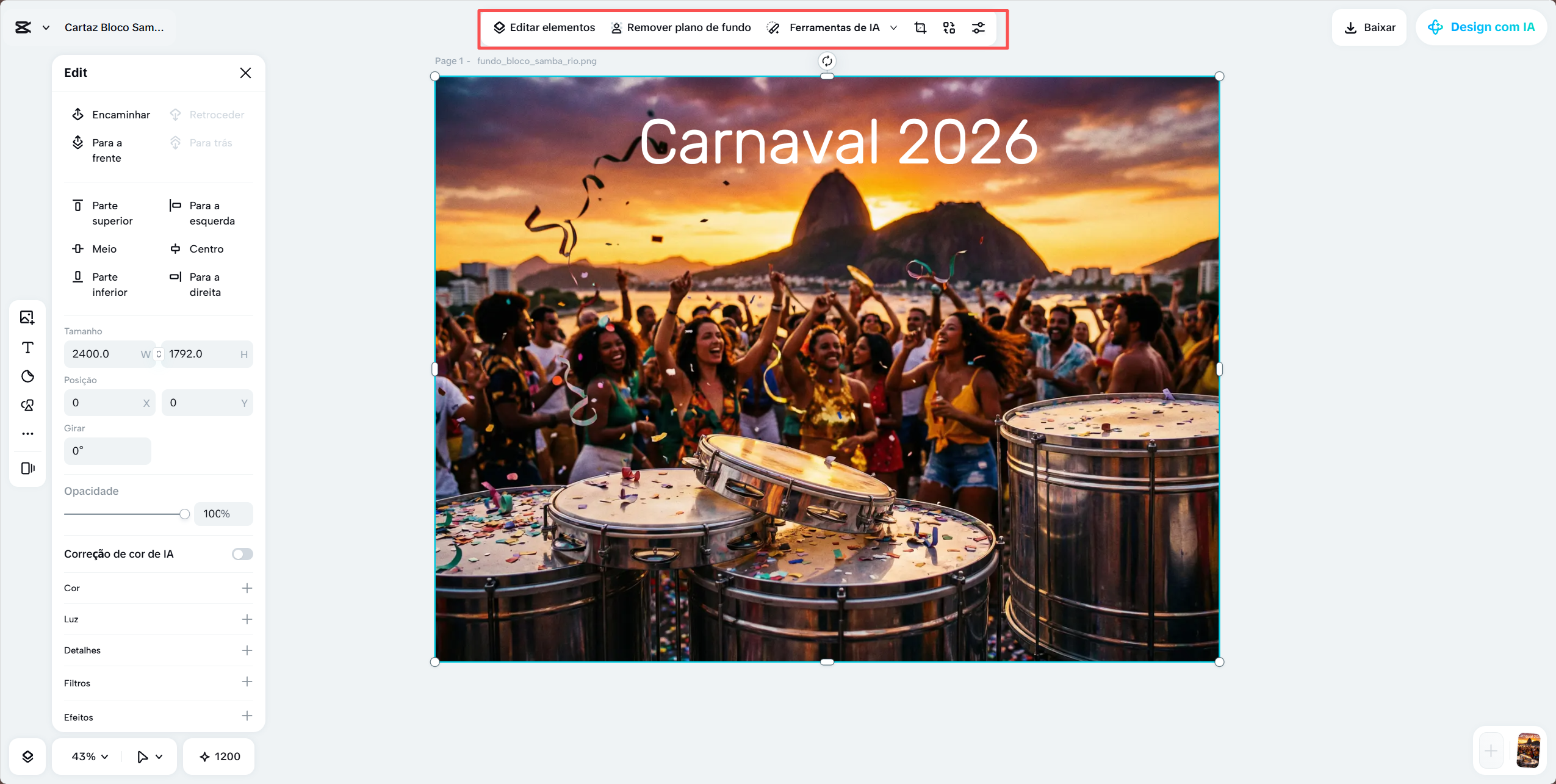 Inserindo textos e informações do seu cartaz.