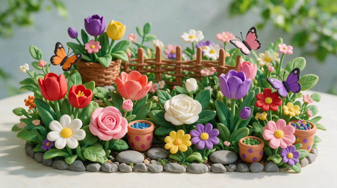 Clay flower garden