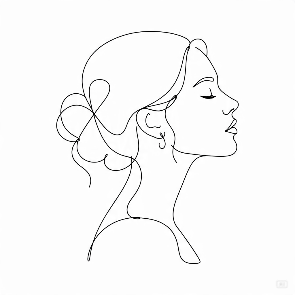 Minimalist line-art cartoon girl profile picture generated by Pippit