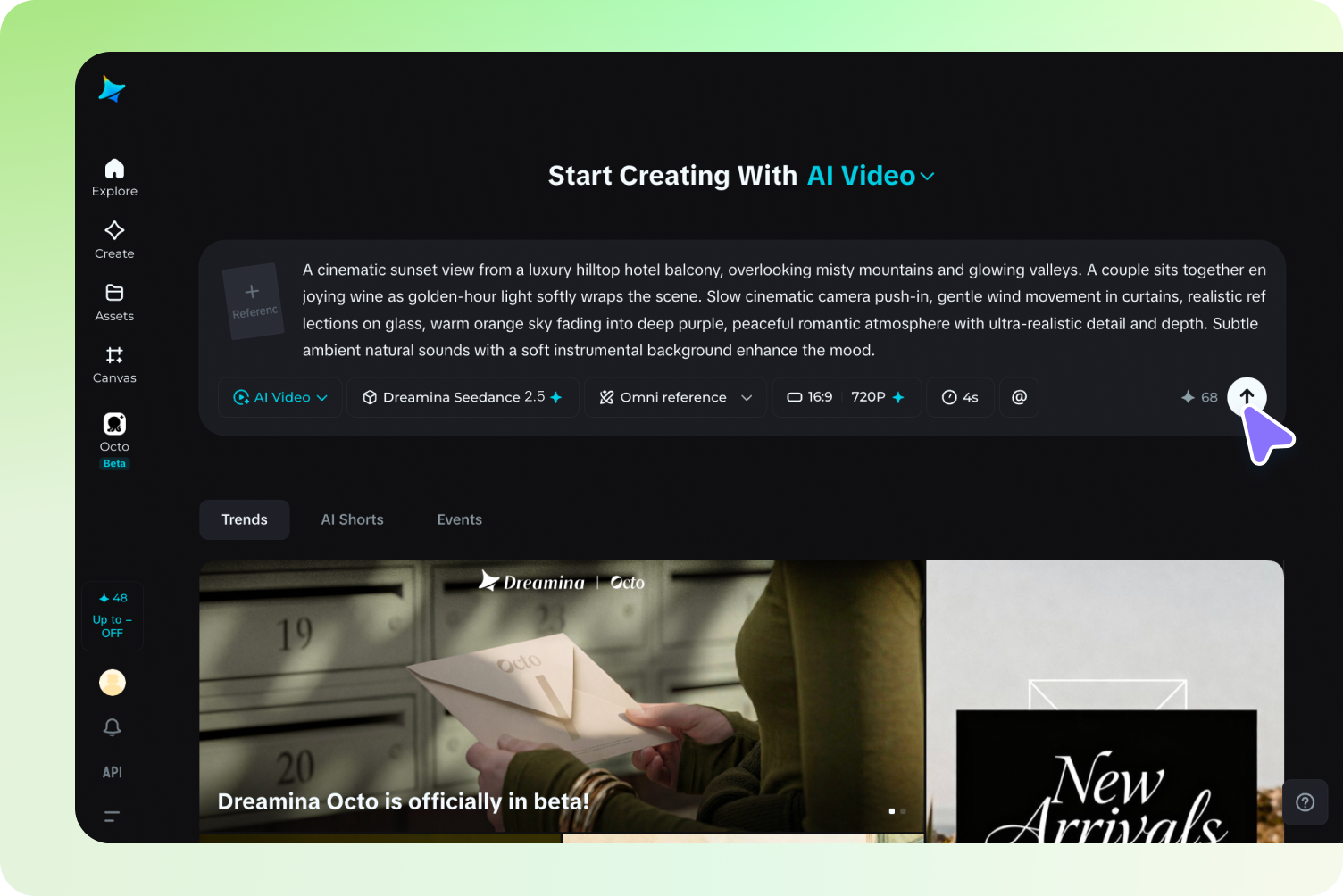 Ouvrez le générateur vidéo et écrivez votre invite
