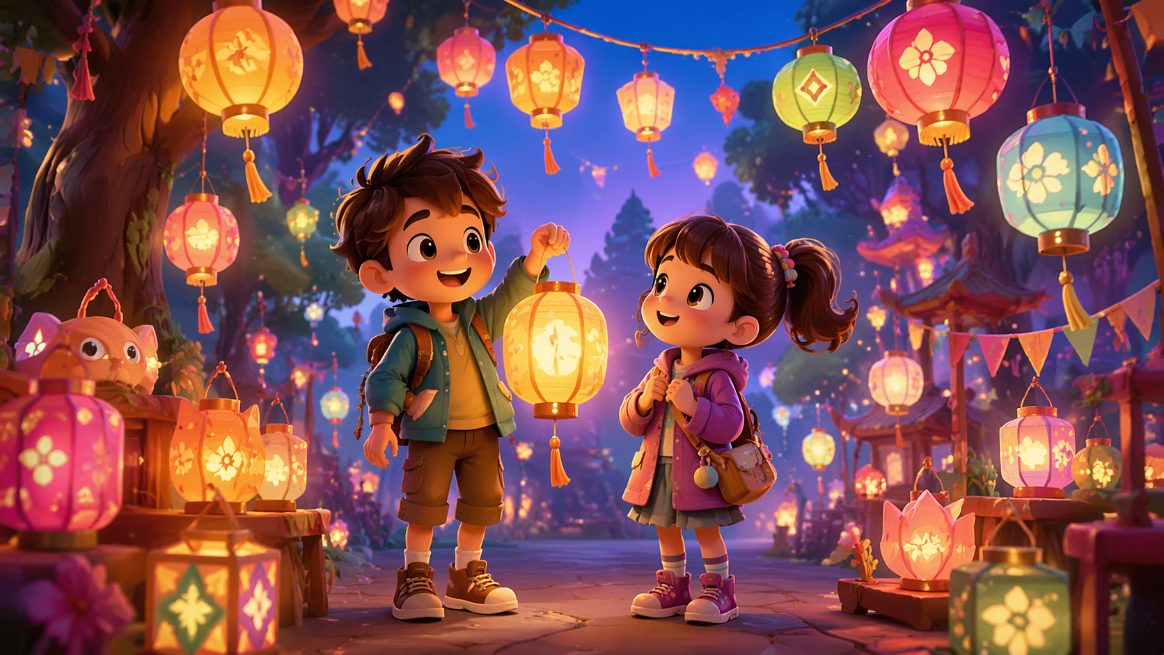 Dreamina Motu Patlu AI Prompt prompt example 4: Forest Treasure Moment