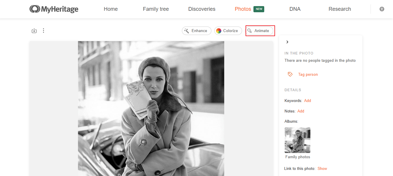 myheritage foto-animatie
