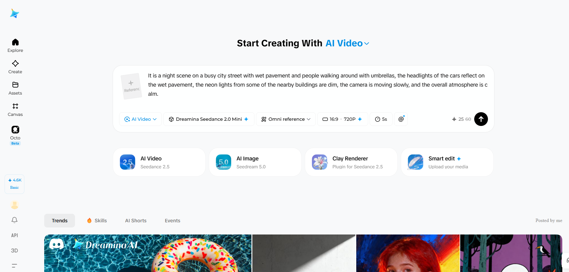 Entering a video prompt in Dreamina