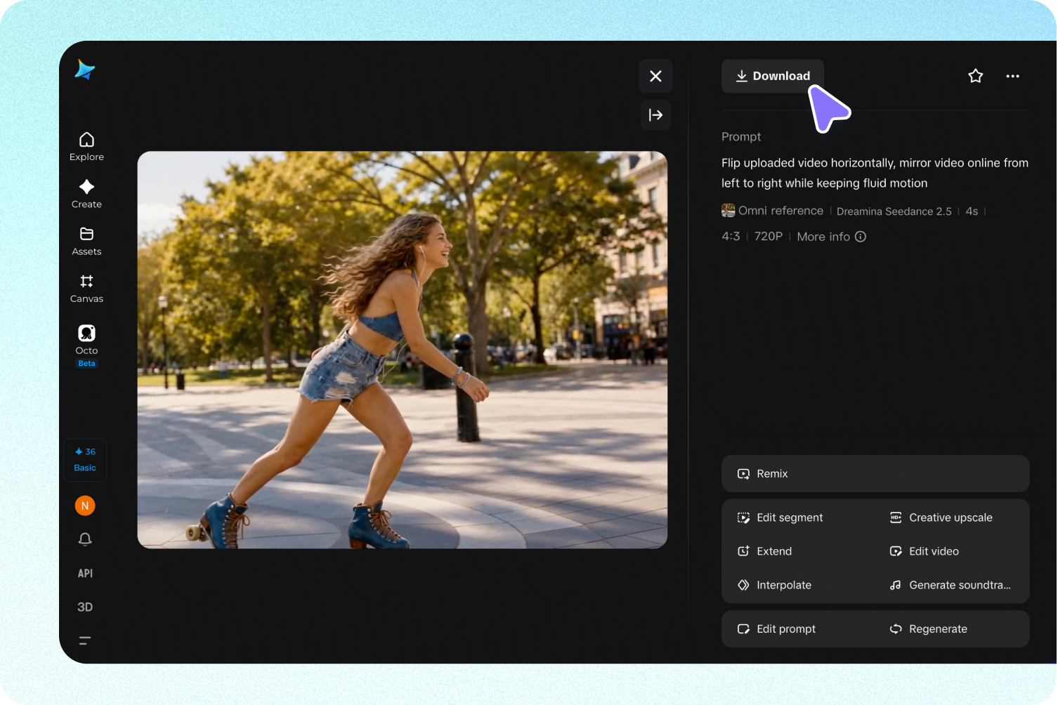Preview flipped clips and export hd
