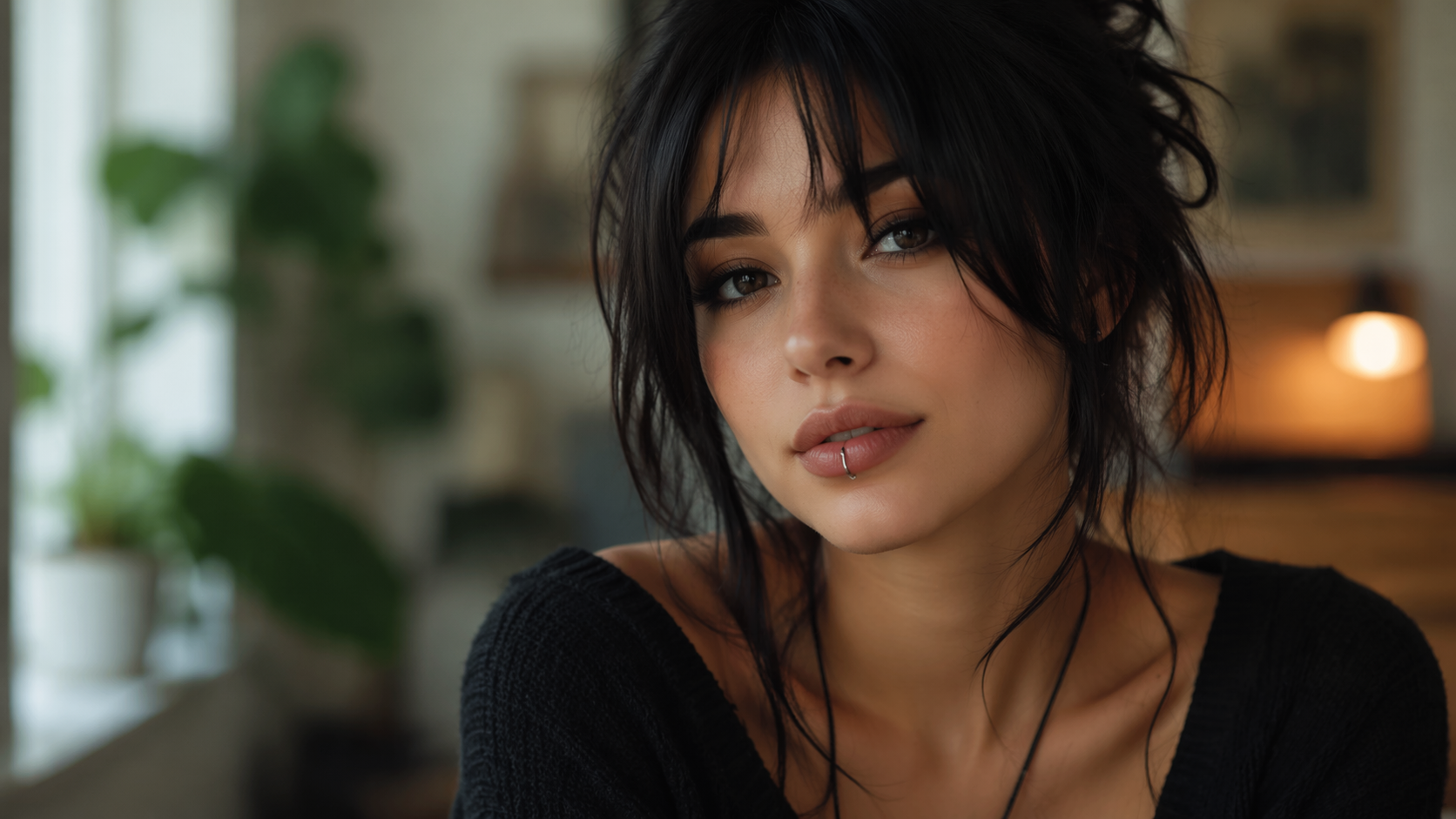 Dreamina piercing filter prompt exempel 3: Soft Lip Piercing Style