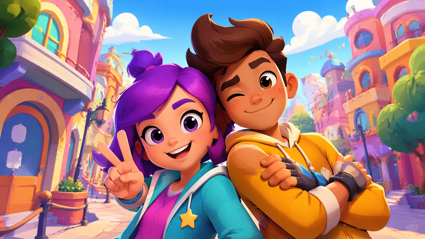 Dreamina Motu Patlu AI Prompt prompt example 6: Heroic Friendship Finale