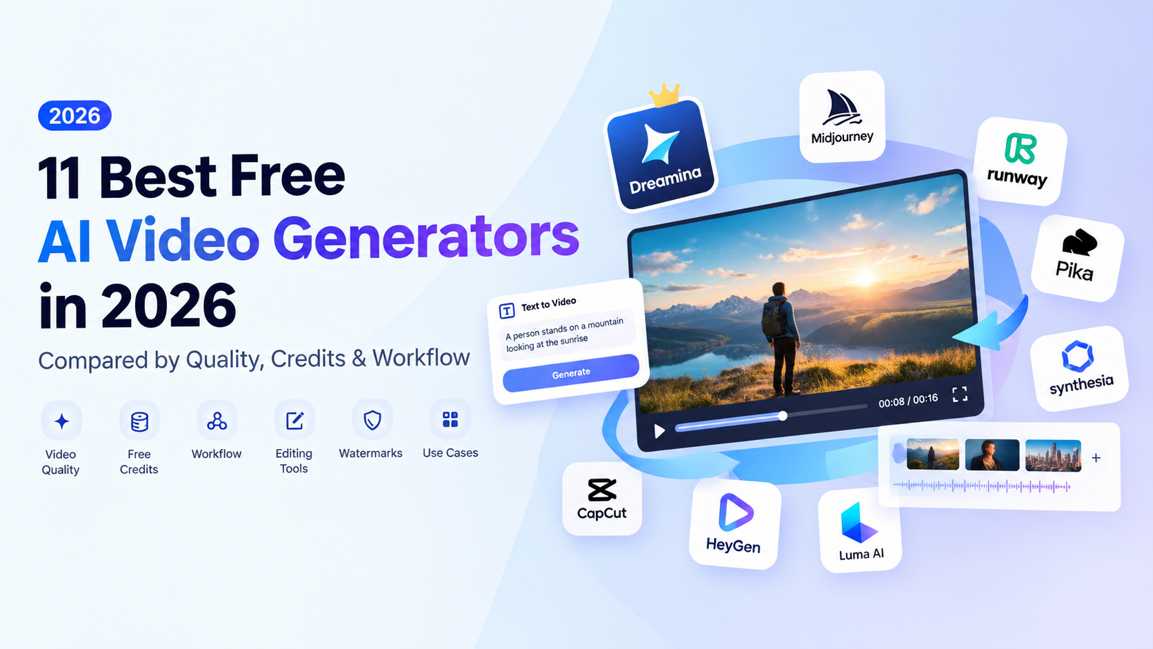 12 Free AI Video Generators Compared in 2026: Generators, Trials and Editors