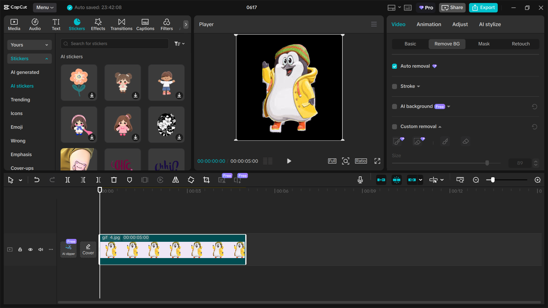 L'interfaccia dell' CapCut editor video desktop - lo strumento migliore per rimuovere lo sfondo dalle GIF animate