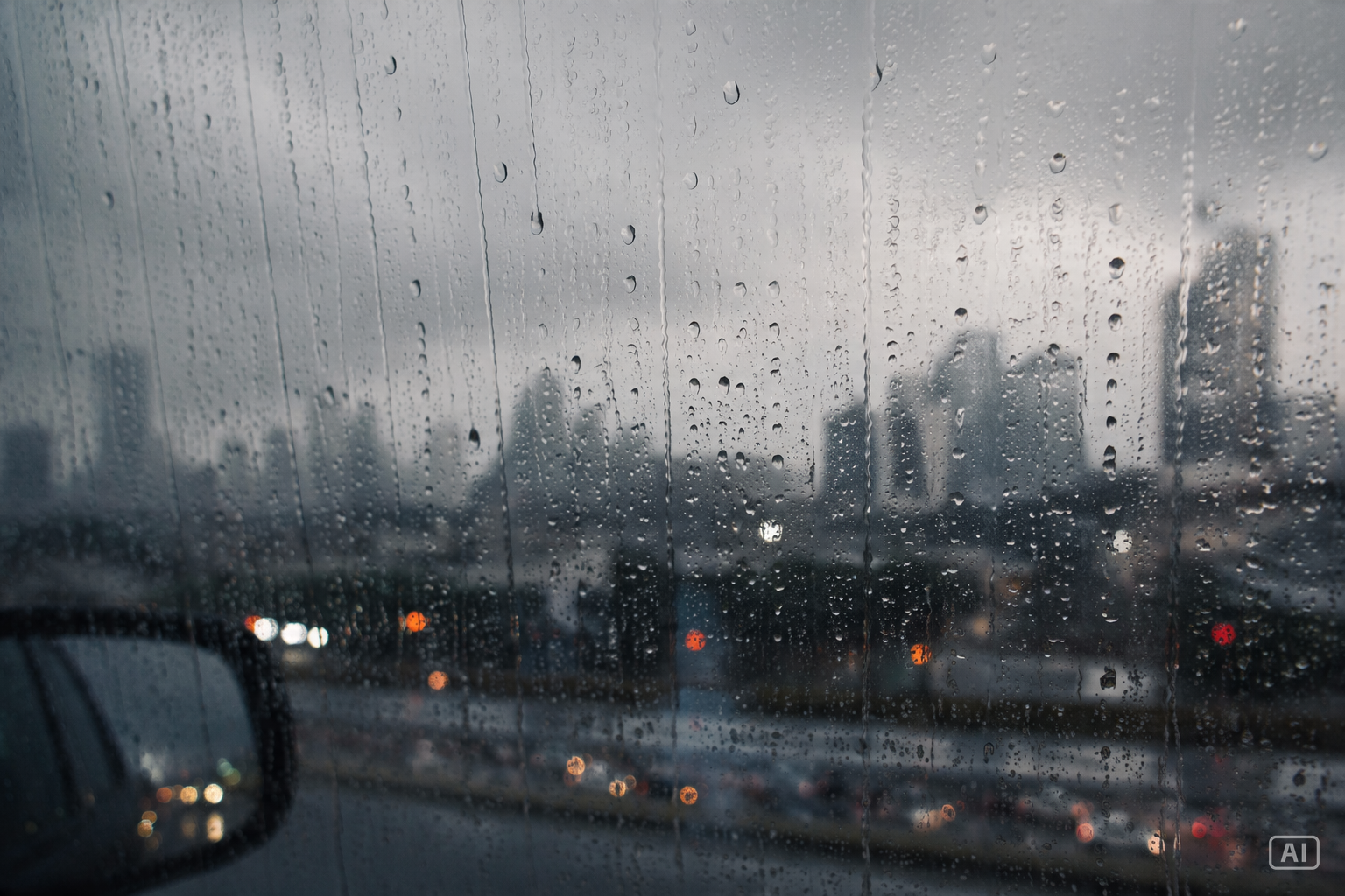 Rain on car window aesthetic image generated by Pippit