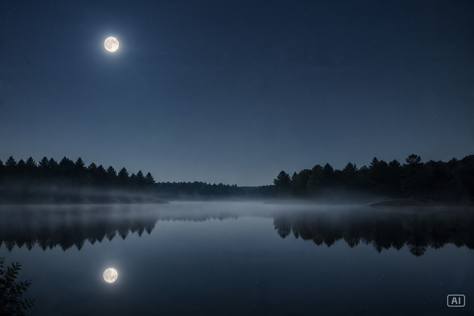 Moonlit lake good night image generated by Pippit