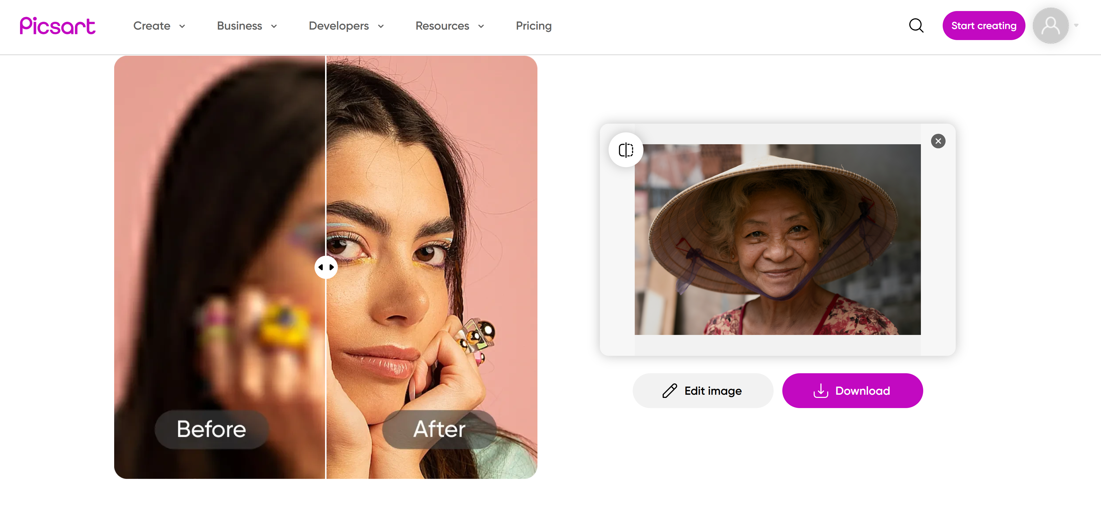 Editor fotografico AI di Picsart per curriculum
