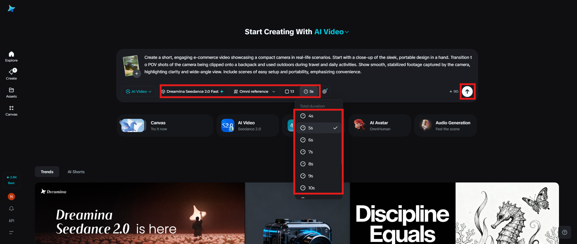 Select the video model and generate