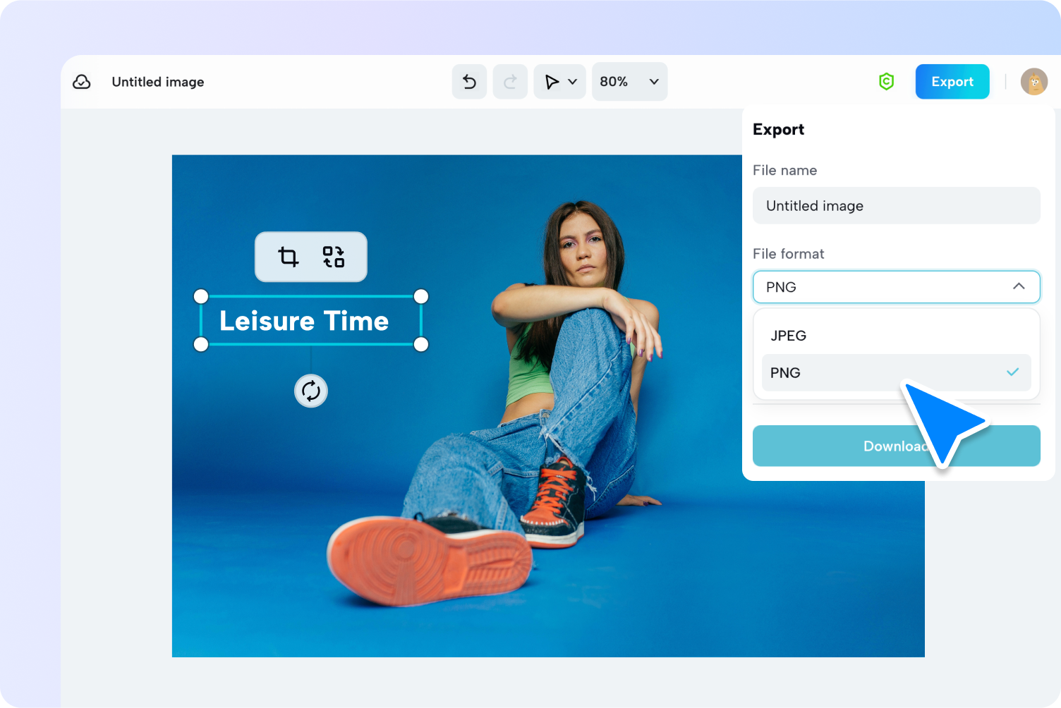 Step 3: Export the image converted from JPG to PNG