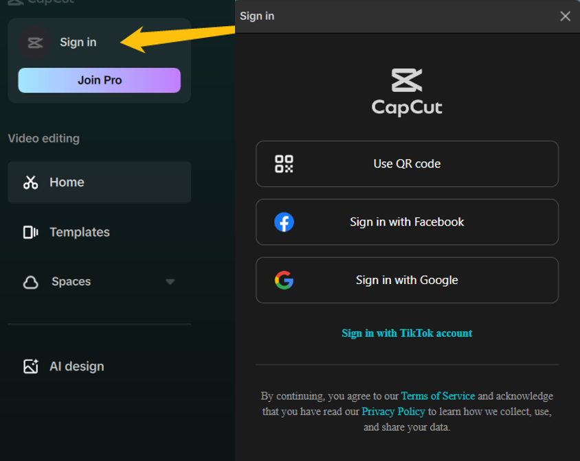 CapCut PC login