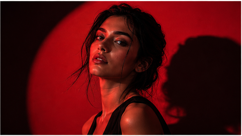 Red Studio Light Photo Prompt example 2