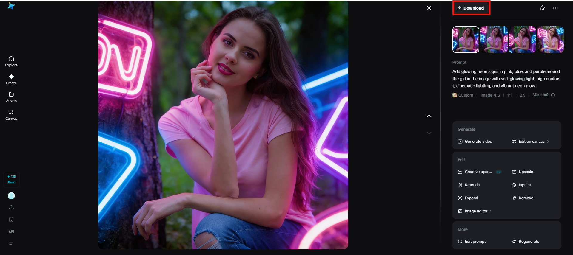 Scarica l'immagine finale al neon