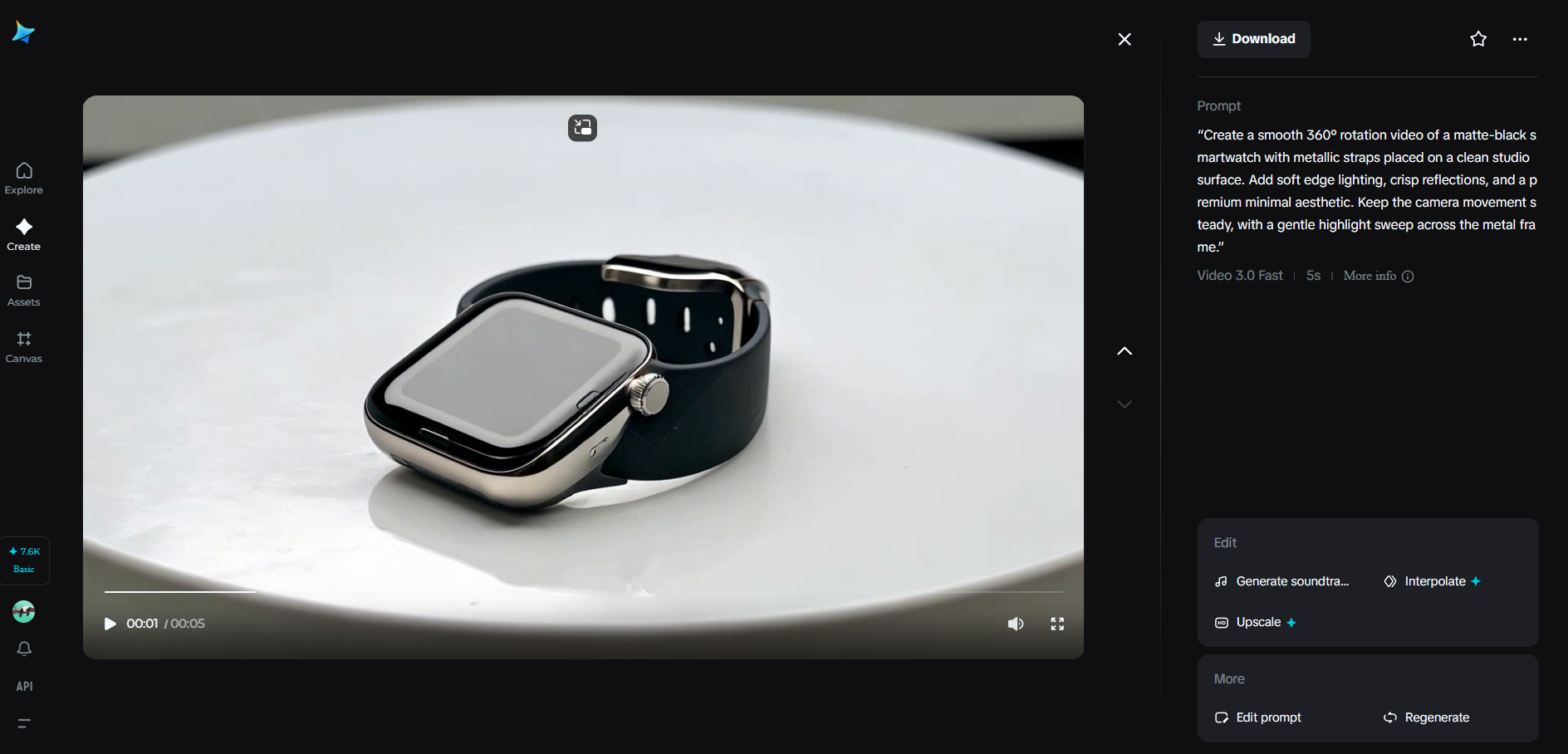 A product rotation video image