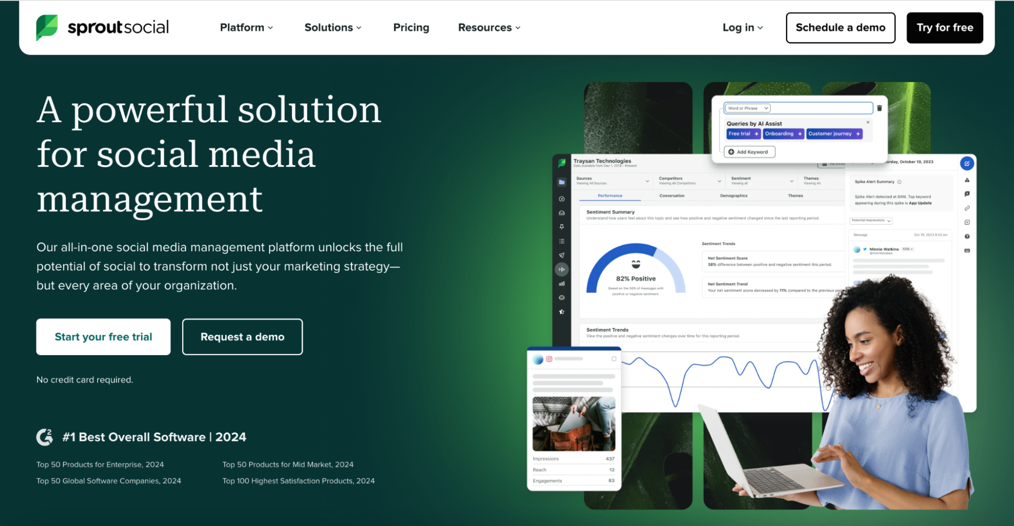 Sprout Socialのインターフェース-無料で人気のあるTikTok分析ツール