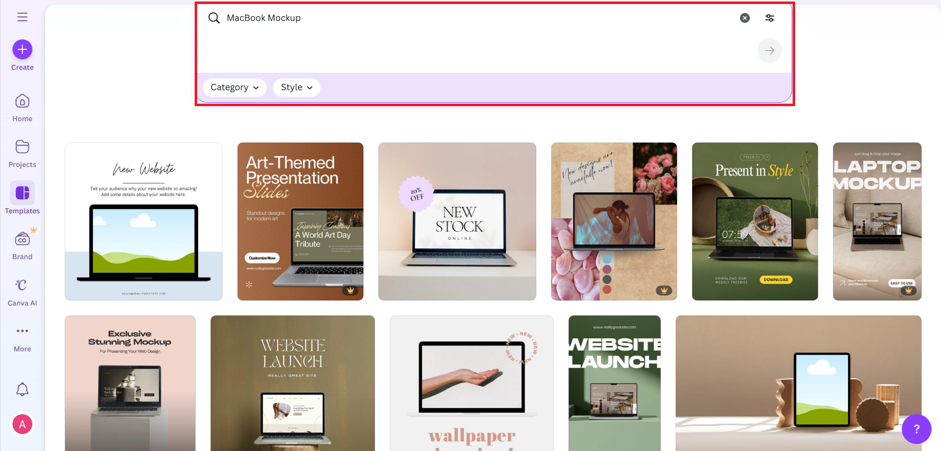 Trova modelli di MacBook in Canva
