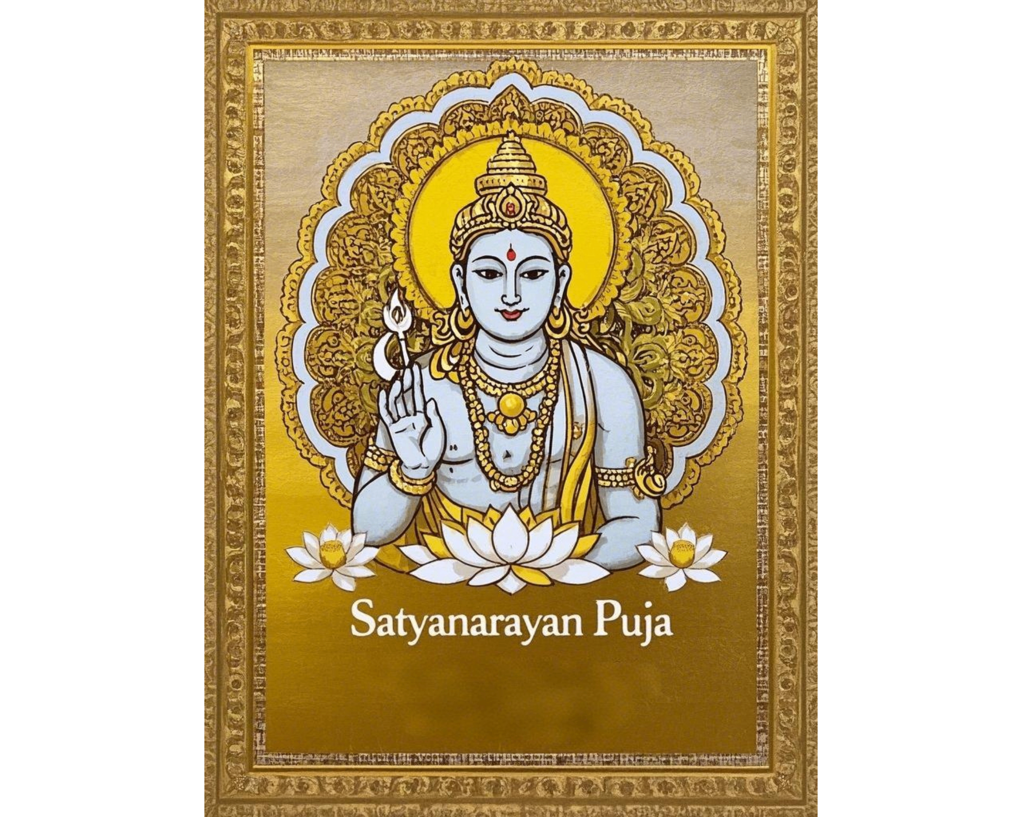 Disegno del biglietto d'invito della puja satyanarayan