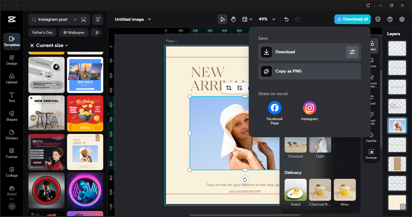 Mengeksport Siaran Instagram daripada editor video desktop CapCut