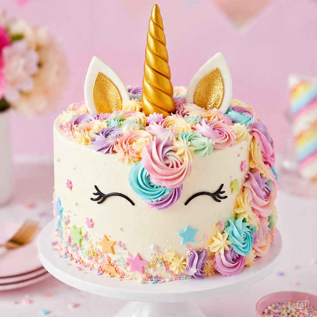 Unicorn birthday cake generated by Pippit