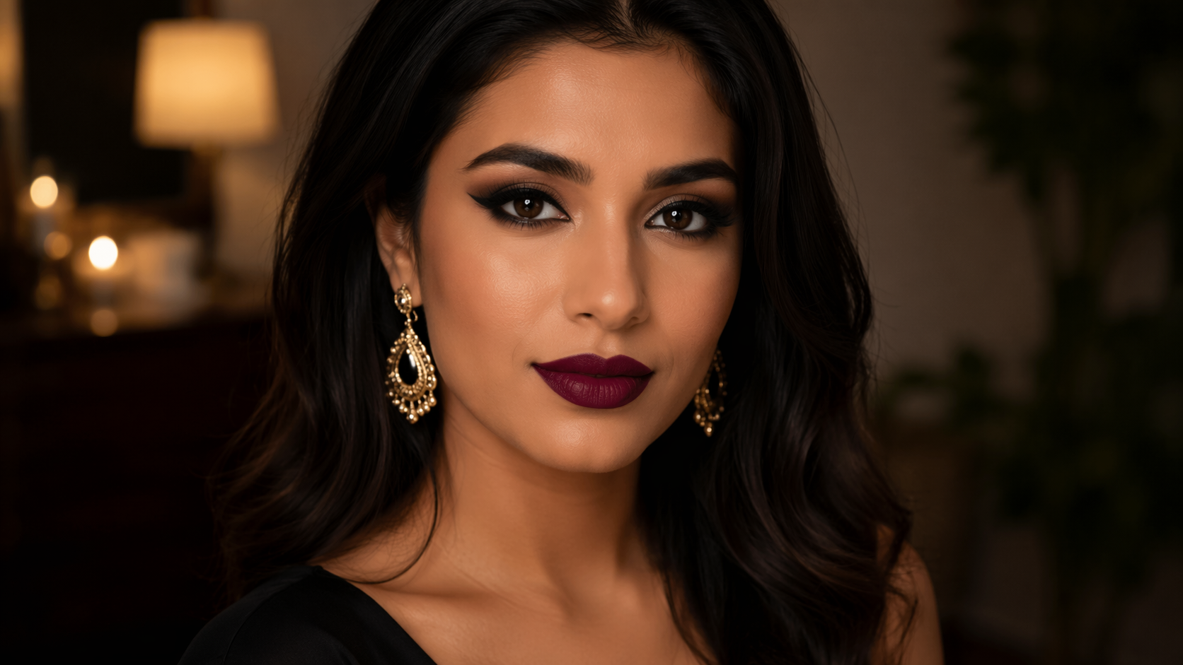 Dreamina virtual makeup try on prompt example 2: bold evening makeup try-on