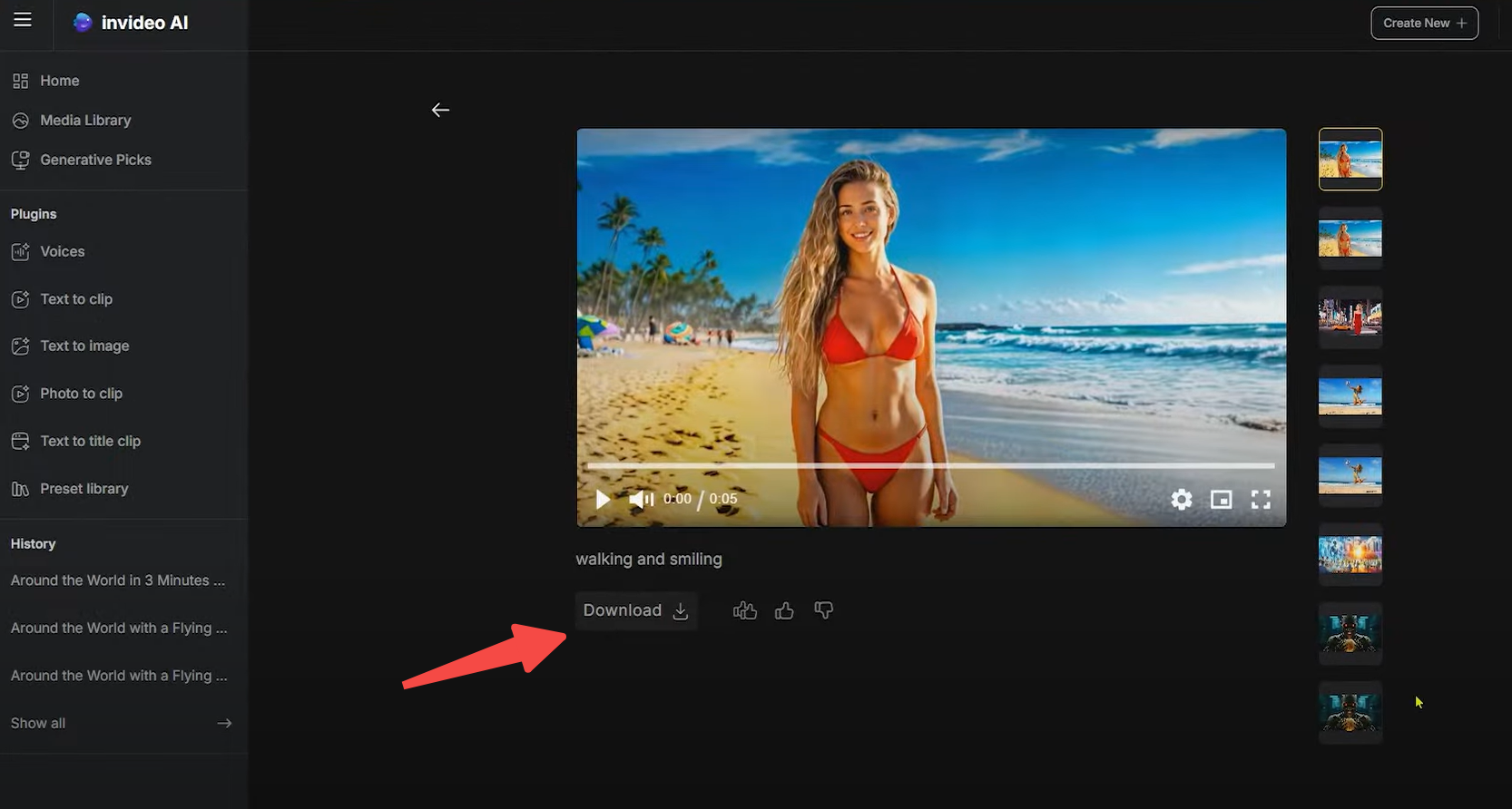 Downloading the video from Invideo AI tool