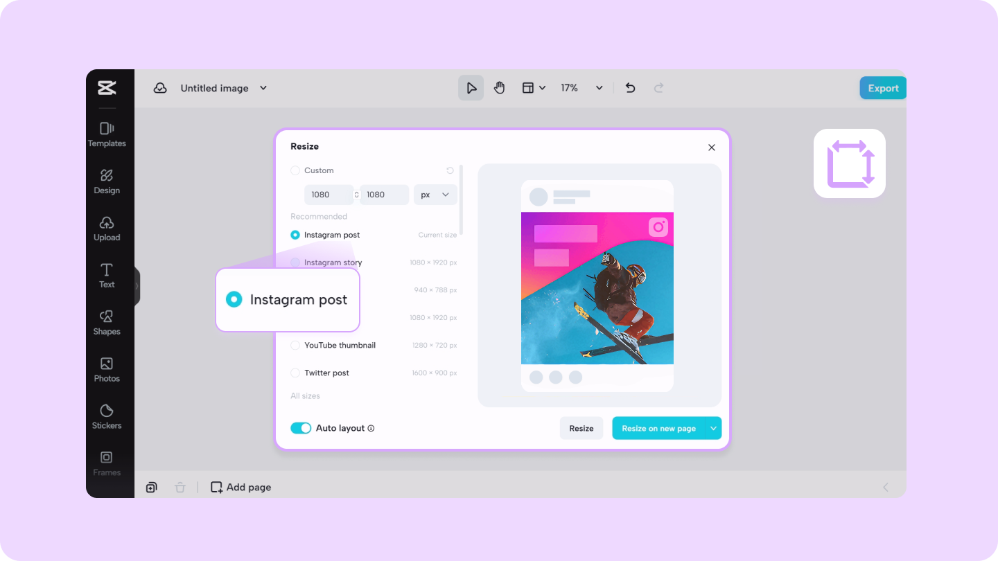 Comment redimensionner des images à l'aide du convertisseur de taille de publication Instagram
