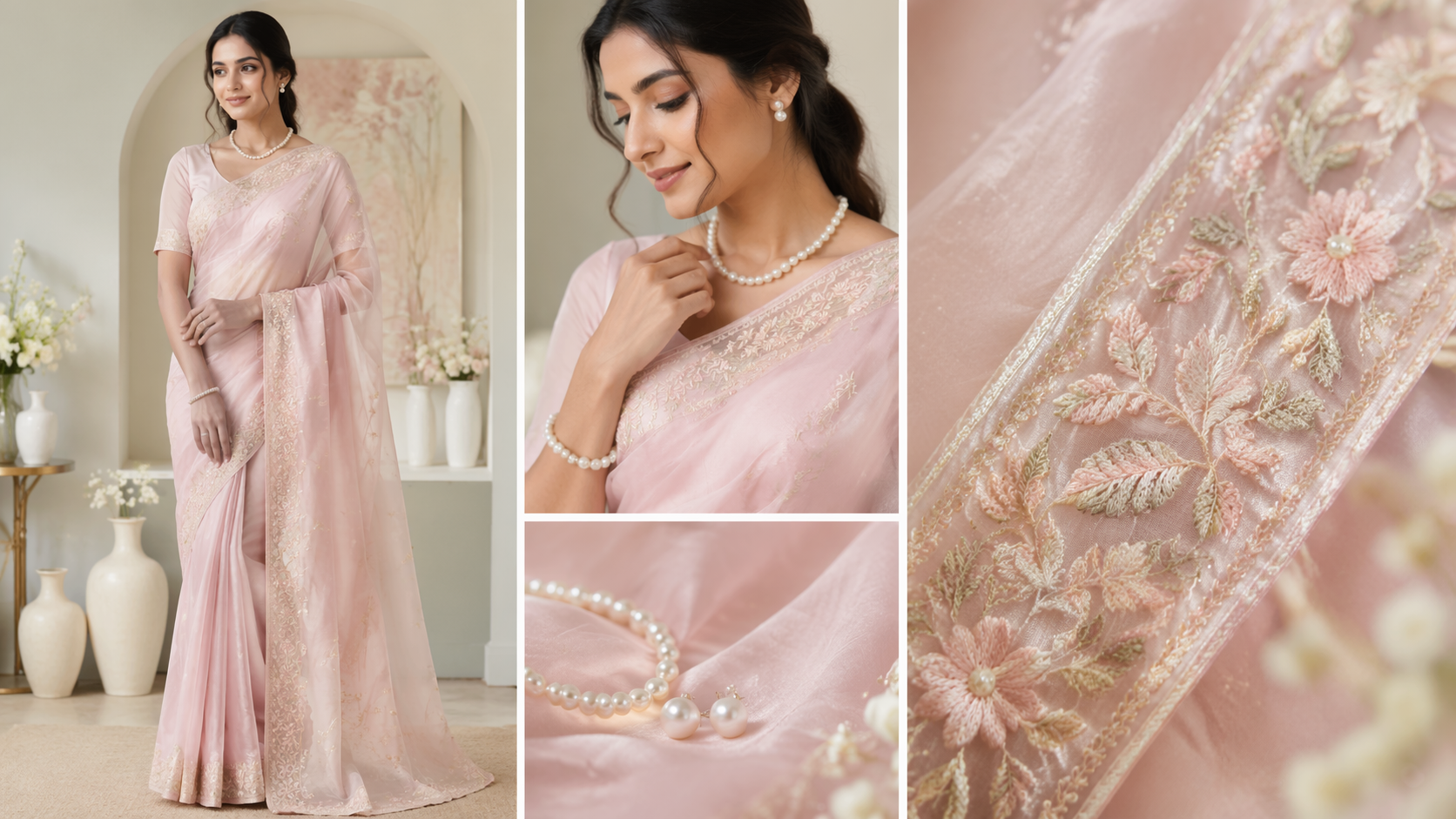 Dreamina AI Saree Try On prompt example 3: Pastel Wedding Guest Look