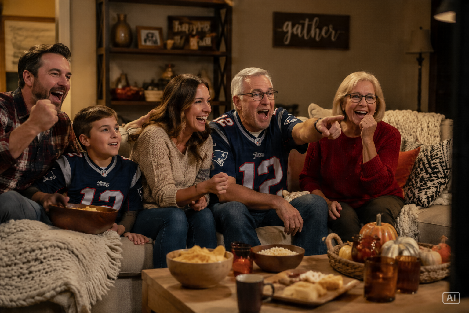 Thanksgiving football watching image generated by Pippit