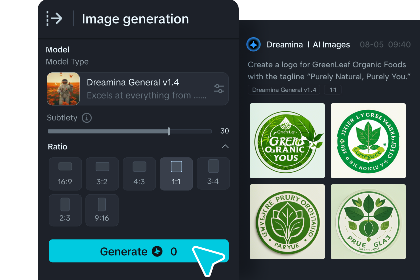 Ajuste la configuración y genere logotipos