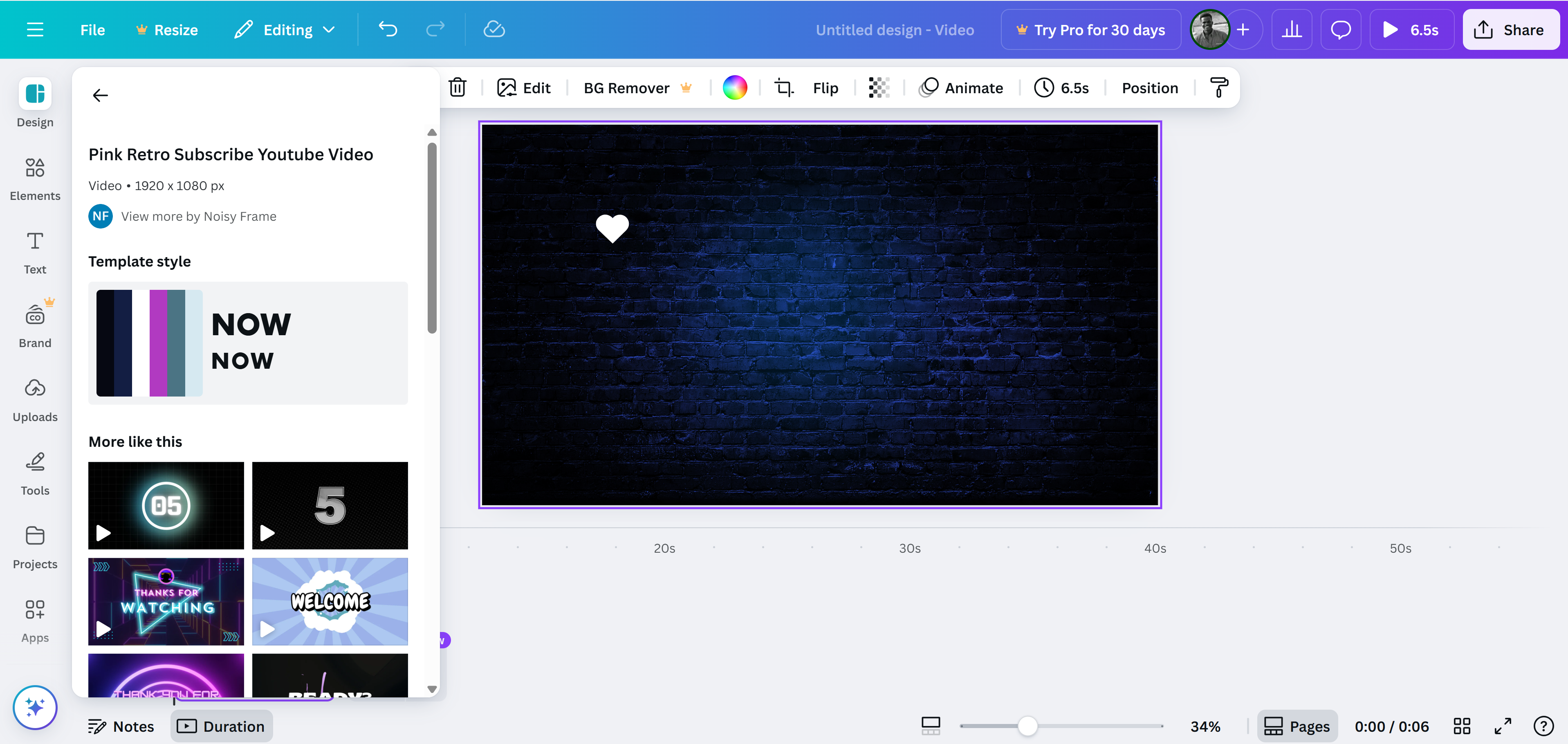Canvas: Make outro for YouTube