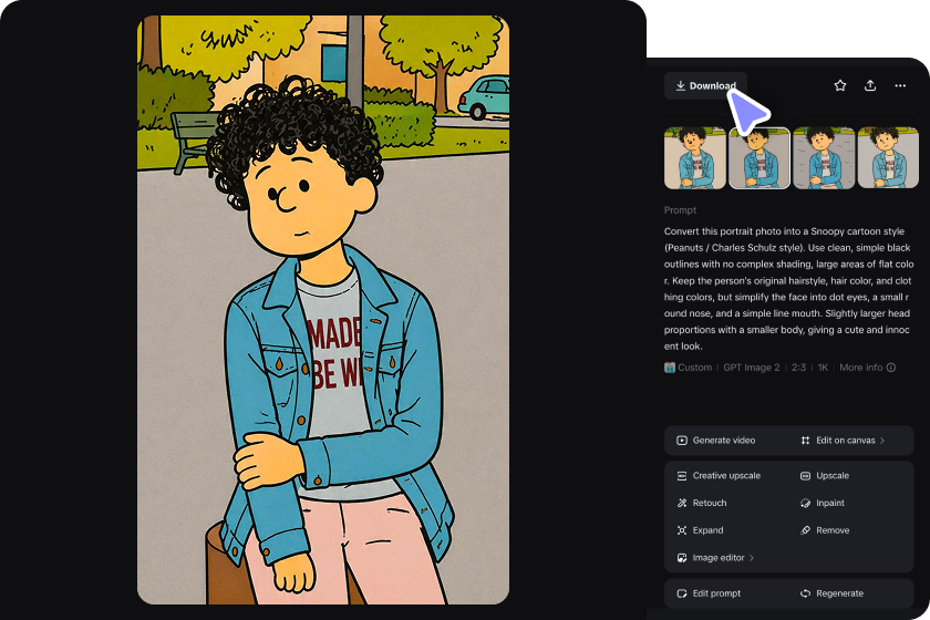 Generate, refine, and download your comic artwork