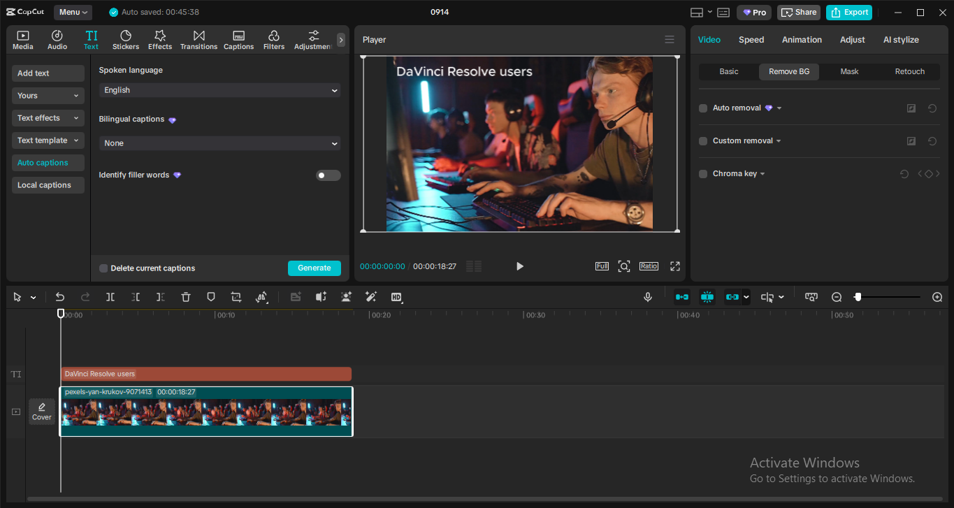 Interfejs CapCut komputerowego edytora wideo - najlepsze narzędzie do edycji filmów za pomocą prostych, kreatywnych funkcji