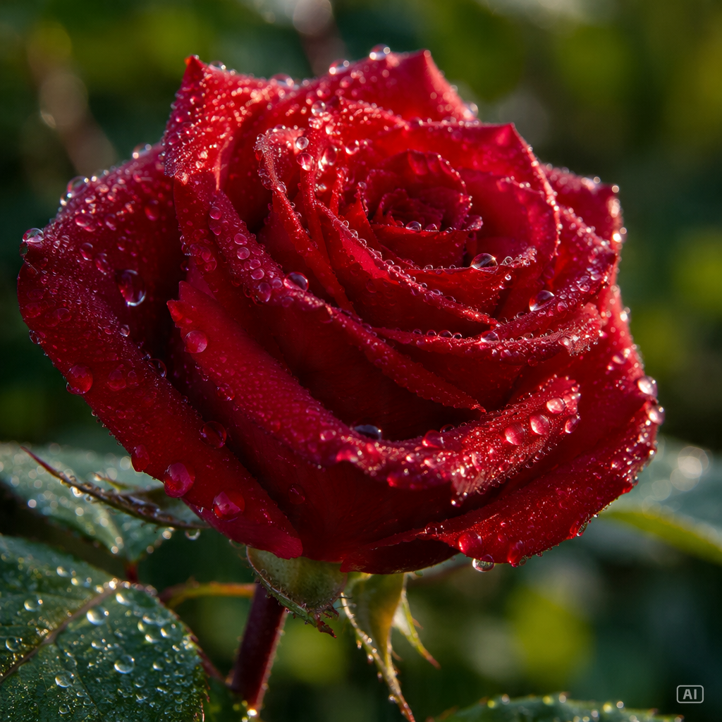 Dew-covered rose profile picture generated by Pippit