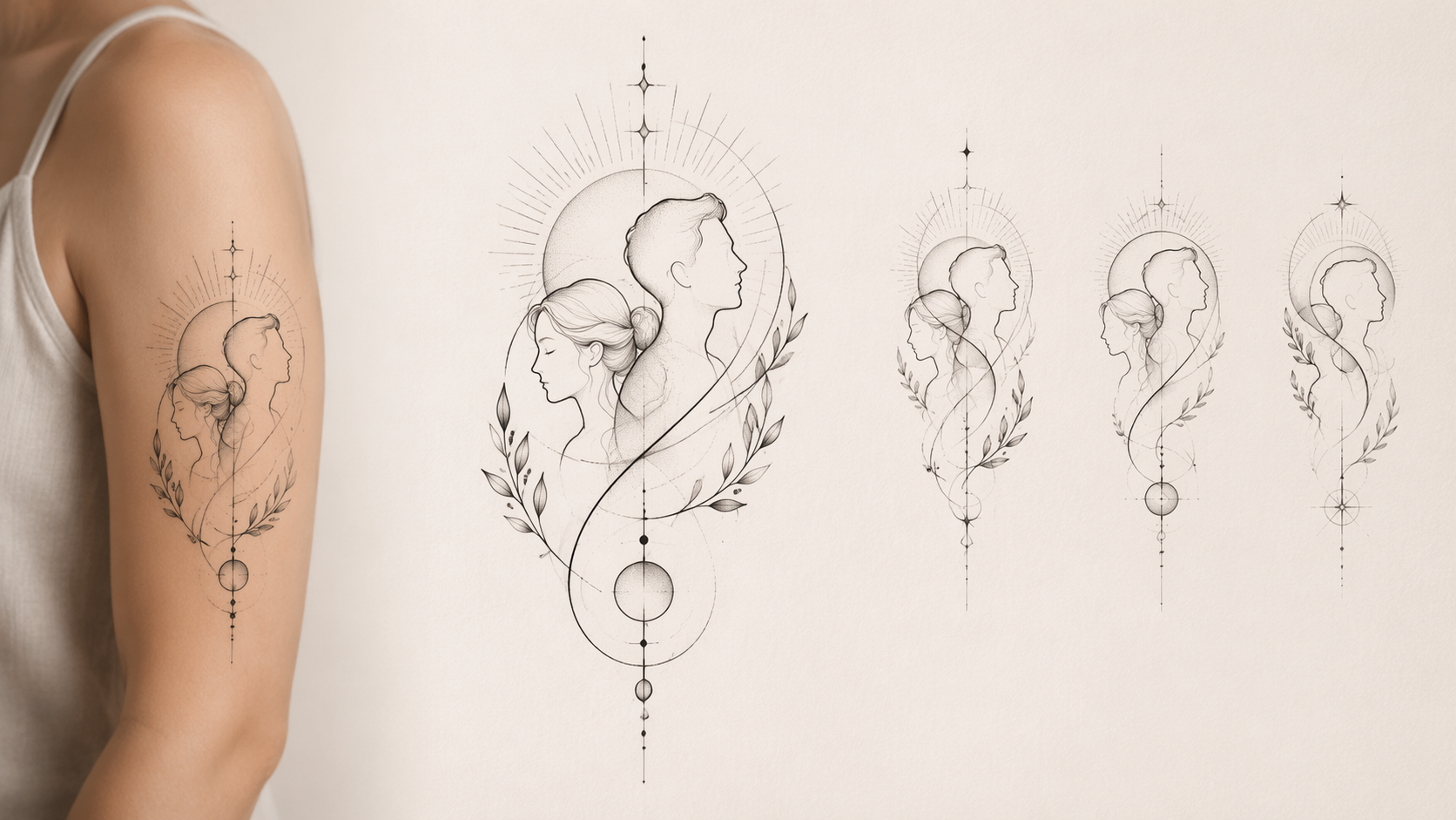 Dreamina Mama und Papa Tattoo AI Prompt Prompt Beispiel 5: Minimal Heart Detail