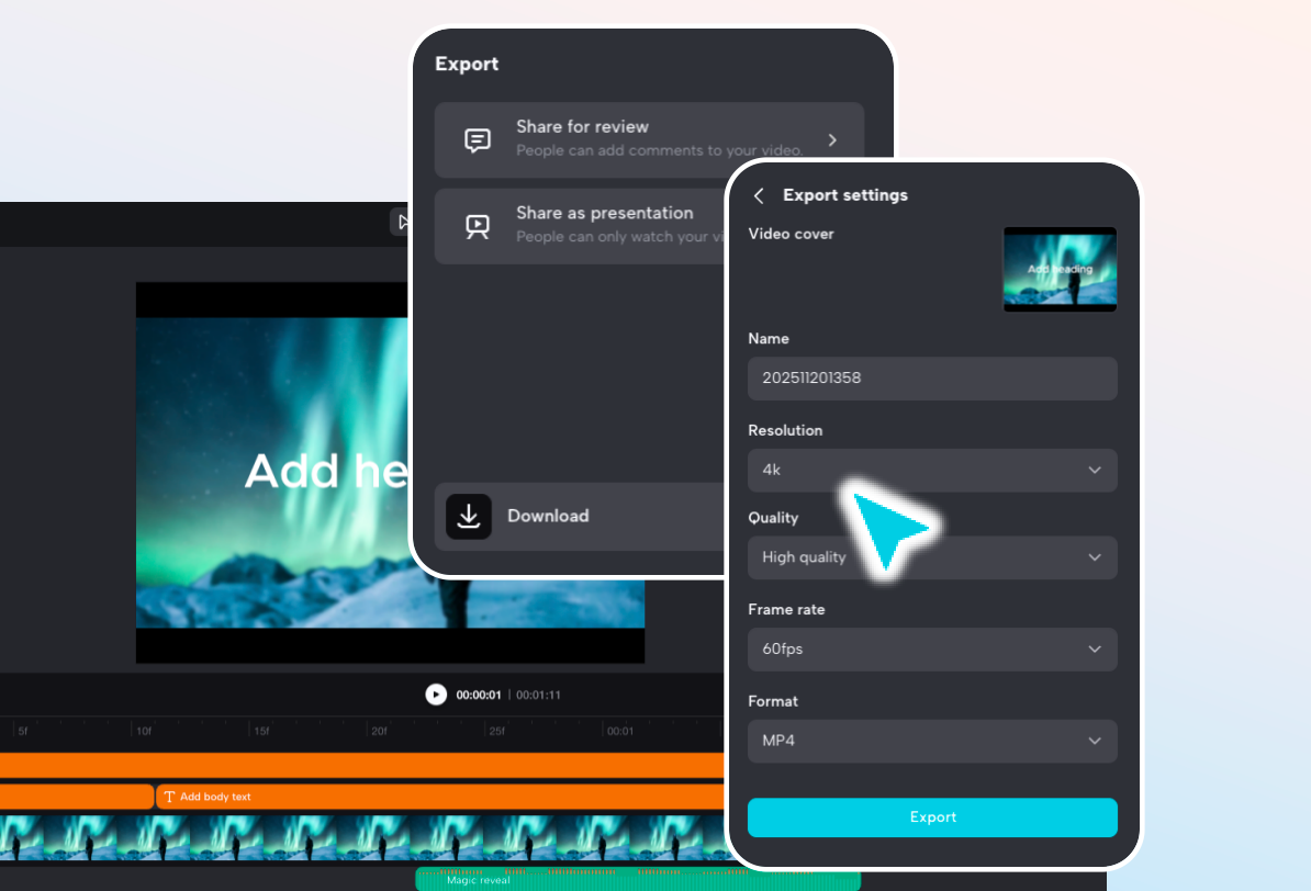 Export and Share