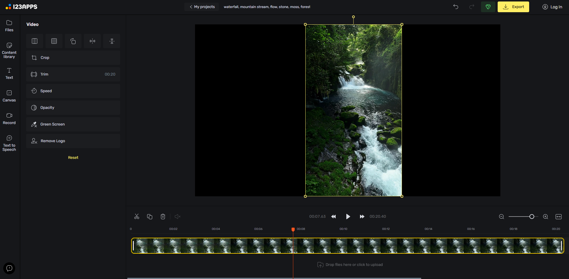 Interfaccia di Online Video Cutter - un editor di clip video online ideale