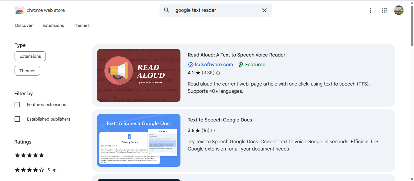 Google metin okuyucusunu arayın