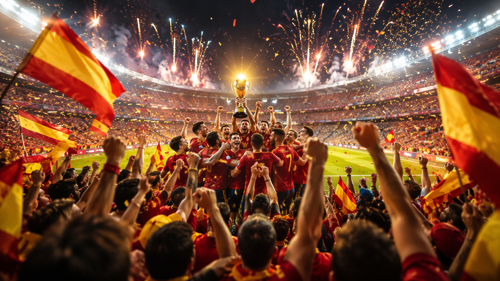 Dreamina spain winning poster prompt example 3: Winning Moment Silhouette
