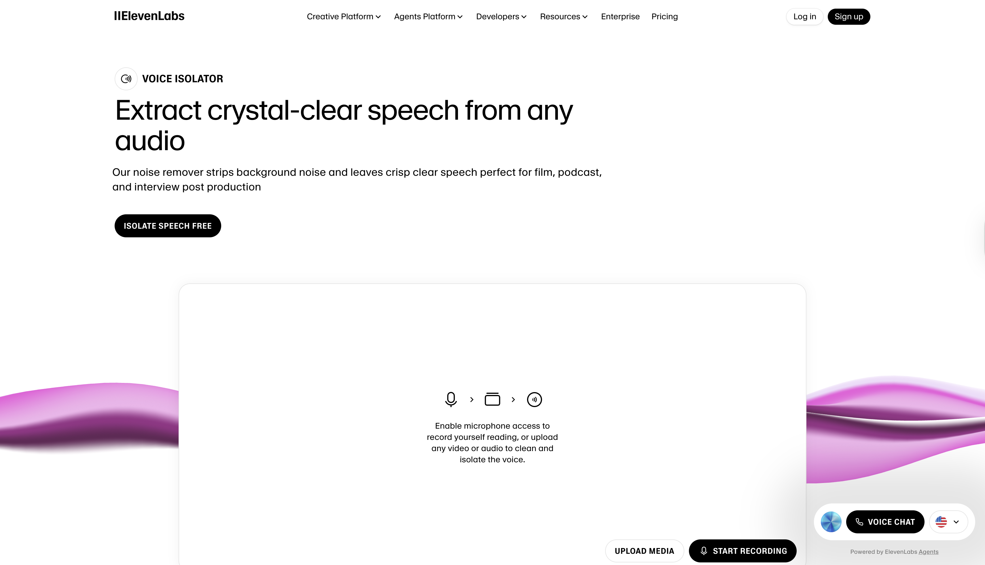 Interfaccia ElevenLabs