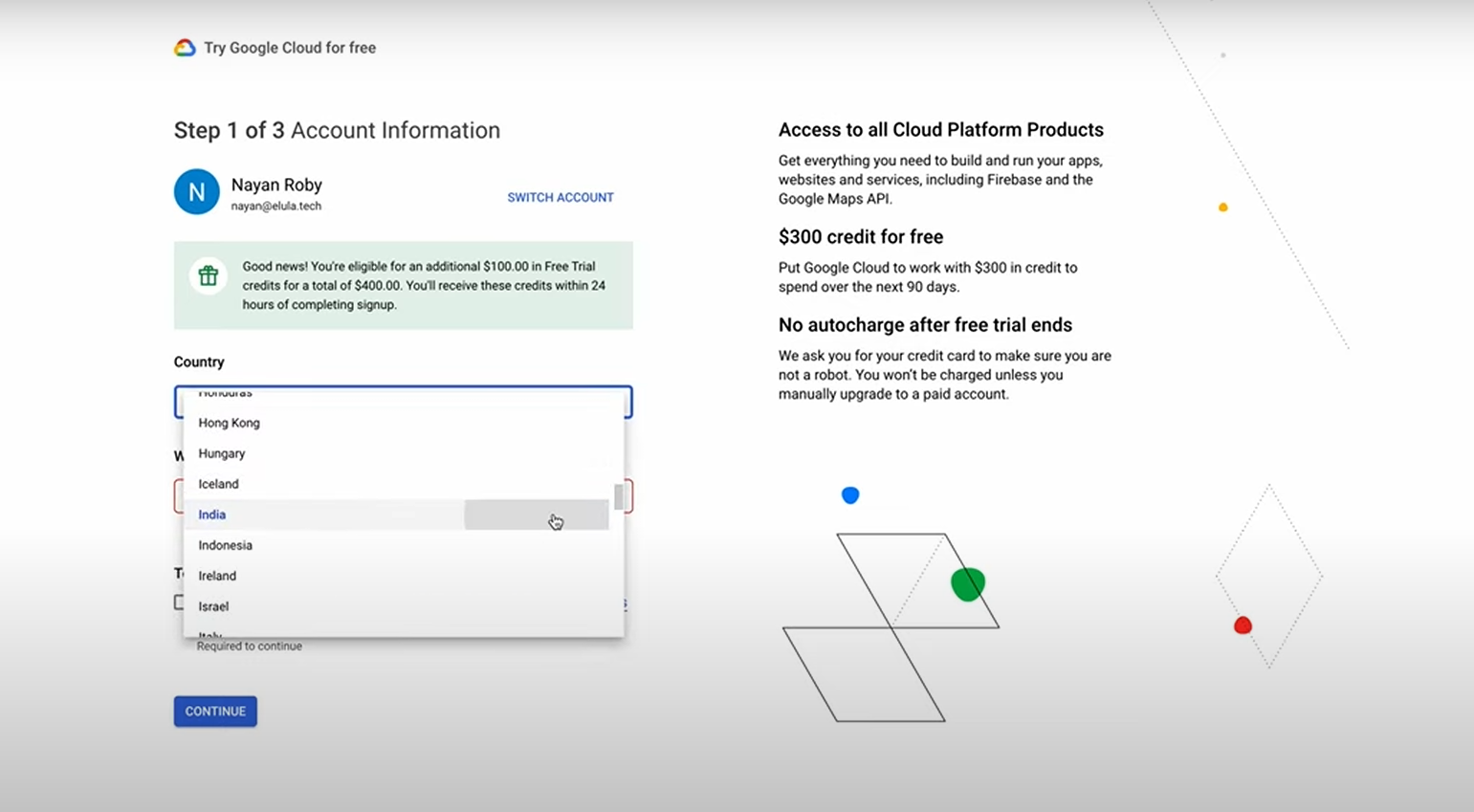 Skapa ett Google Cloud-konto